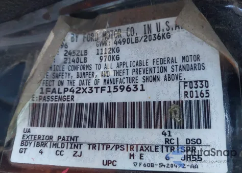 1996 Ford Mustang Gt z USA, uszkodzony, nr VIN 1FALP42X3TF159631